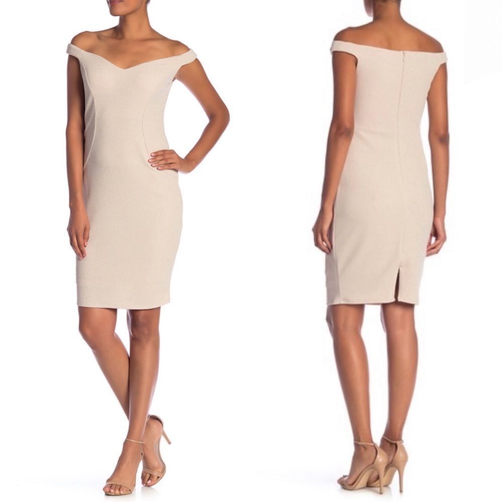Marina Off-the-Shoulder Glitter Bodycon Dress NWT 10